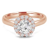 Round Lab Created Diamond Cathedral Open Bridge Round Halo Engagement Ring in Rose Gold (MVSLG1152-R)