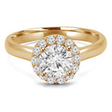 Round Lab Created Diamond Cathedral Open Bridge Round Halo Engagement Ring in Yellow Gold (MVSLG1152-Y)