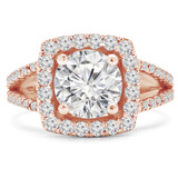 Round Lab Created Diamond Open Bridge Cushion Halo Engagement Ring in Rose Gold (MVSLG1158-R)