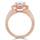Round Lab Created Diamond Open Bridge Cushion Halo Engagement Ring in Rose Gold (MVSLG1158-R)