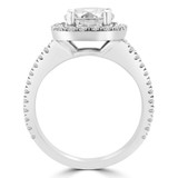 Round Lab Created Diamond Open Bridge Cushion Halo Engagement Ring in White Gold (MVSLG1158-W)
