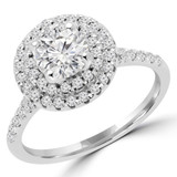 Round Lab Created Diamond Cathedral Double Round Halo Engagement Ring in White Gold (MVSLG1160-W)