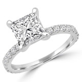 Princess Lab Created Diamond Solitaire with Accents Engagement Ring in White Gold (MVSLG1162-W)