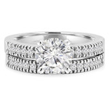 Round Lab Created Diamond Solitaire with Accents Engagement Ring and Wedding Band Set Ring in White Gold (MVSLG1164-W)