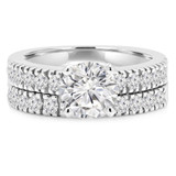 Round Lab Created Diamond Solitaire with Accents Engagement Ring and Wedding Band Set Ring in White Gold (MVSLG1170-W)