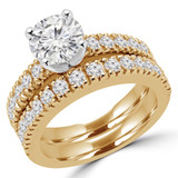 Round Lab Created Diamond Solitaire with Accents Engagement Ring and Wedding Band Set Ring in Yellow Gold (MVSLG1170-Y)