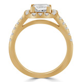 Princess Lab Created Diamond Cathedral Open Bridge V-Prong Cushion Halo Engagement Ring in Yellow Gold (MVSLG1171-Y)