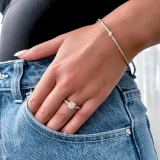 Round Lab Created Diamond Vintage Cathedral Cushion Halo Engagement Ring in Yellow Gold (MVSLG1172-Y)