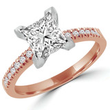 Princess Lab Created Diamond Solitaire with Accents Engagement Ring in Rose Gold (MVSLG1174-R)