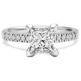 Princess Lab Created Diamond Solitaire with Accents Engagement Ring in White Gold (MVSLG1174-W)