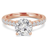 Round Lab Created Diamond Cathedral Solitaire with Accents Engagement Ring in Rose Gold (MVSLG1176-R)