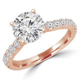 Round Lab Created Diamond Cathedral Solitaire with Accents Engagement Ring in Rose Gold (MVSLG1176-R)