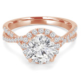 Round Lab Created Diamond Twisted Split-Shank Cathedral Round Halo Engagement Ring in Rose Gold (MVSLG1177-R)