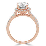Round Lab Created Diamond Twisted Split-Shank Cathedral Round Halo Engagement Ring in Rose Gold (MVSLG1177-R)