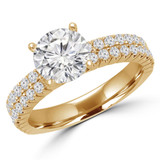 Round Lab Created Diamond Two-Row Solitaire with Accents Engagement Ring in Yellow Gold (MVSLG1181-Y)