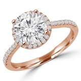 Round Lab Created Diamond Cathedral Round Halo Engagement Ring in Rose Gold (MVSLG1182-R)