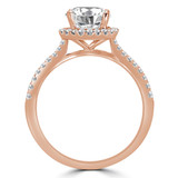 Round Lab Created Diamond Cathedral Round Halo Engagement Ring in Rose Gold (MVSLG1182-R)