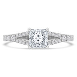 Princess Lab Created Diamond Split-Shank Cathedral Solitaire with Accents Engagement Ring in White Gold (MVSLG1185-W)