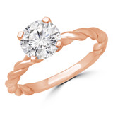 Round Lab Created Diamond Twisted Solitaire Engagement Ring in Rose Gold (MVSLG1191-R)