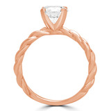 Round Lab Created Diamond Twisted Solitaire Engagement Ring in Rose Gold (MVSLG1191-R)
