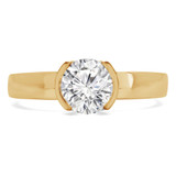Round Lab Created Diamond Tension Set Solitaire Engagement Ring in Yellow Gold (MVSLG1192-Y)