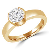 Round Lab Created Diamond Tension Set Solitaire Engagement Ring in Yellow Gold (MVSLG1192-Y)