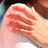 Round Lab Created Diamond Solitaire with Accents Engagement Ring in White Gold (MVSLG1195-W)