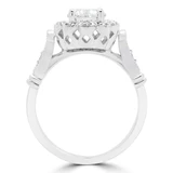 Round Lab Created Diamond Cathedral Vintage Floral Halo Engagement Ring in White Gold (MVSLG1197-W)
