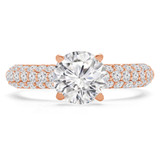 Round Lab Created Diamond Three-Row Solitaire with Accents Engagement Ring in Rose Gold (MVSLG1198-R)