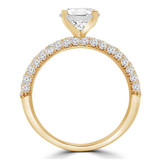 Round Lab Created Diamond Three-Row Solitaire with Accents Engagement Ring in Yellow Gold (MVSLG1198-Y)