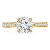 Round Lab Created Diamond Tapered Cathedral Solitaire with Accents Engagement Ring in Yellow Gold (MVSLG1202-Y)