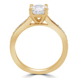 Round Lab Created Diamond Tapered Cathedral Solitaire with Accents Engagement Ring in Yellow Gold (MVSLG1202-Y)