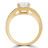 Round Lab Created Diamond Tapered Cathedral Solitaire with Accents Engagement Ring in Yellow Gold (MVSLG1207-Y)