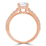 Round Lab Created Diamond Revserse Tapered Cathedral Solitaire with Accents Engagement Ring in Rose Gold (MVSLG1215-R)
