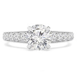 Round Lab Created Diamond Revserse Tapered Cathedral Solitaire with Accents Engagement Ring in White Gold (MVSLG1215-W)