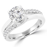 Round Lab Created Diamond Split-Shank Trellis Solitaire with Accents Engagement Ring in White Gold (MVSLG1217-W)