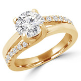 Round Lab Created Diamond Split-Shank Trellis Solitaire with Accents Engagement Ring in Yellow Gold (MVSLG1217-Y)
