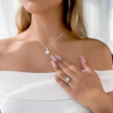 Round Lab Created Diamond Three-Row Open Bridge Cushion Halo Engagement Ring in White Gold (MVSLG1221-W)