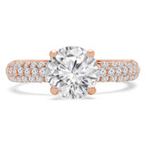 Round Lab Created Diamond Three-Row Solitaire with Accents Engagement Ring in Rose Gold (MVSLG1222-R)