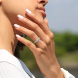 Round Lab Created Diamond Three-Row Solitaire with Accents Engagement Ring in White Gold (MVSLG1222-W)