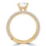 Round Lab Created Diamond Three-Row Solitaire with Accents Engagement Ring and Wedding Band Set Ring in Yellow Gold (MVSLG1223-Y)
