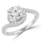 Round Lab Created Diamond Bypass Halo Engagement Ring in White Gold (MVSLG1224-W)