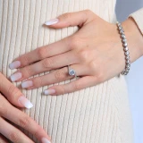 Round Lab Created Diamond Bypass Halo Engagement Ring in White Gold (MVSLG1224-W)