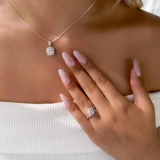 Round Lab Created Diamond Bypass Halo Engagement Ring in White Gold (MVSLG1224-W)
