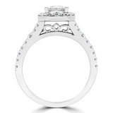 Princess Lab Created Diamond Split-Shank Radiant Halo Engagement Ring in White Gold (MVSLG1225-W)