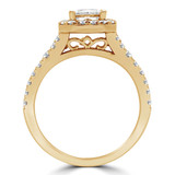 Princess Lab Created Diamond Split-Shank Radiant Halo Engagement Ring in Yellow Gold (MVSLG1225-Y)