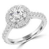 Round Lab Created Diamond Cathedral Round Halo Engagement Ring in White Gold (MVSLG1226-W)