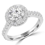 Round Lab Created Diamond Cathedral Round Halo Engagement Ring in White Gold (MVSLG1226-W)