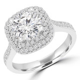 Round Lab Created Diamond Tapered Double Cushion Halo Engagement Ring in White Gold (MVSLG1229-W)