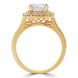 Round Lab Created Diamond Tapered Double Cushion Halo Engagement Ring in Yellow Gold (MVSLG1229-Y)